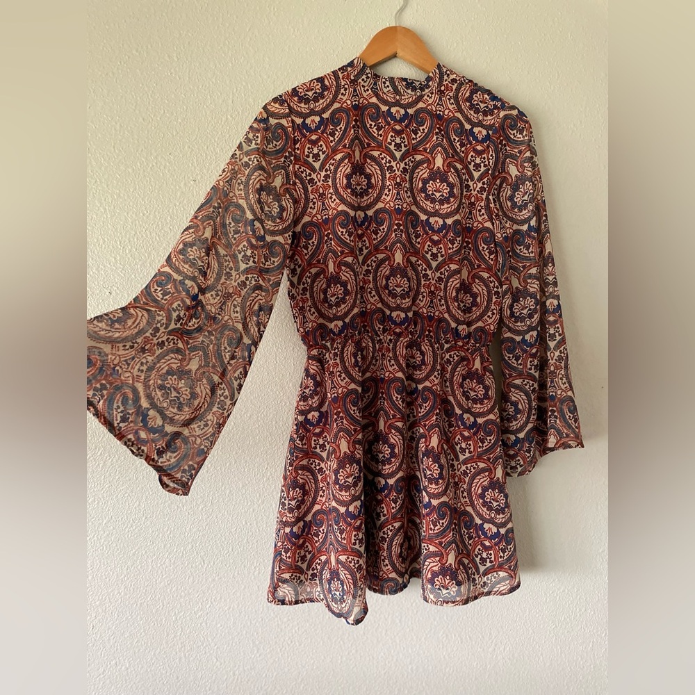Paisley Bell Sleeve Dress